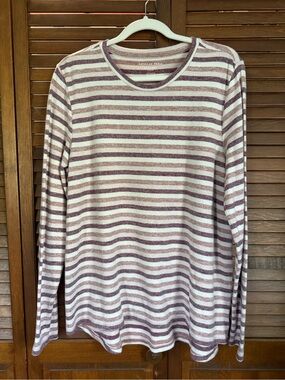 American Eagle Plush Striped Long Sleeve Tee - Mauve & White